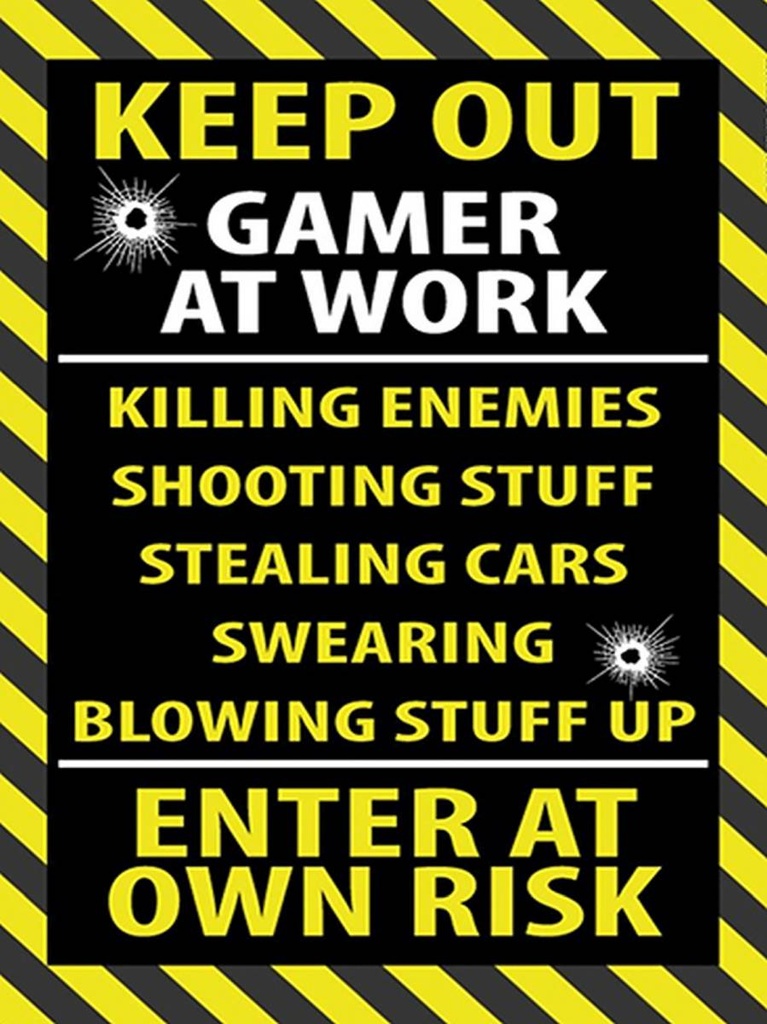 [LA-1792093-H] Holzschild 40x30 cm keep out gamer at work own risk