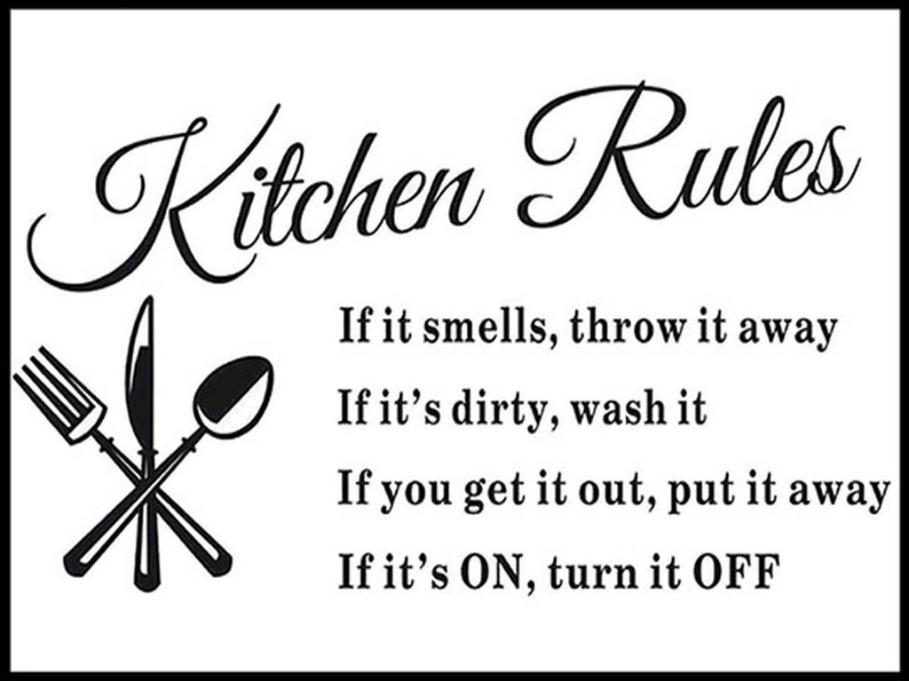 [LA-1792095-H] Holzschild 30x40 cm Kitchen Rules Küche Regeln