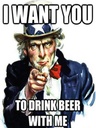 Holzschild 40x30 cm i want you to drink beer with me