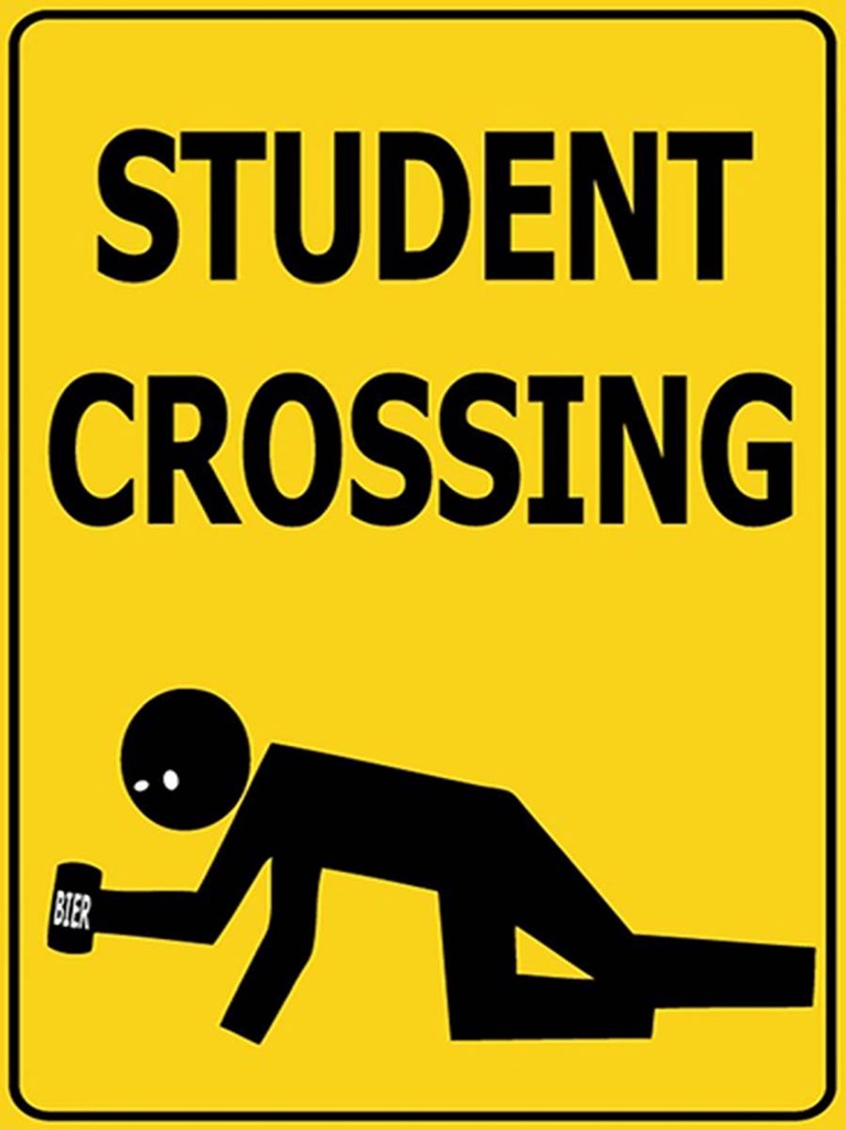 [LA-1792098-H] Holzschild 40x30 cm student crossing Bier