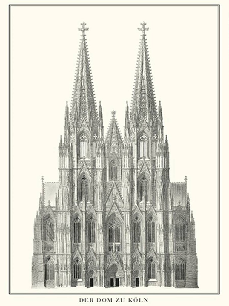 [LA-1792105-H] Holzschild 40x30 cm Zeichnung der Dom zu Köln Kölner Dom