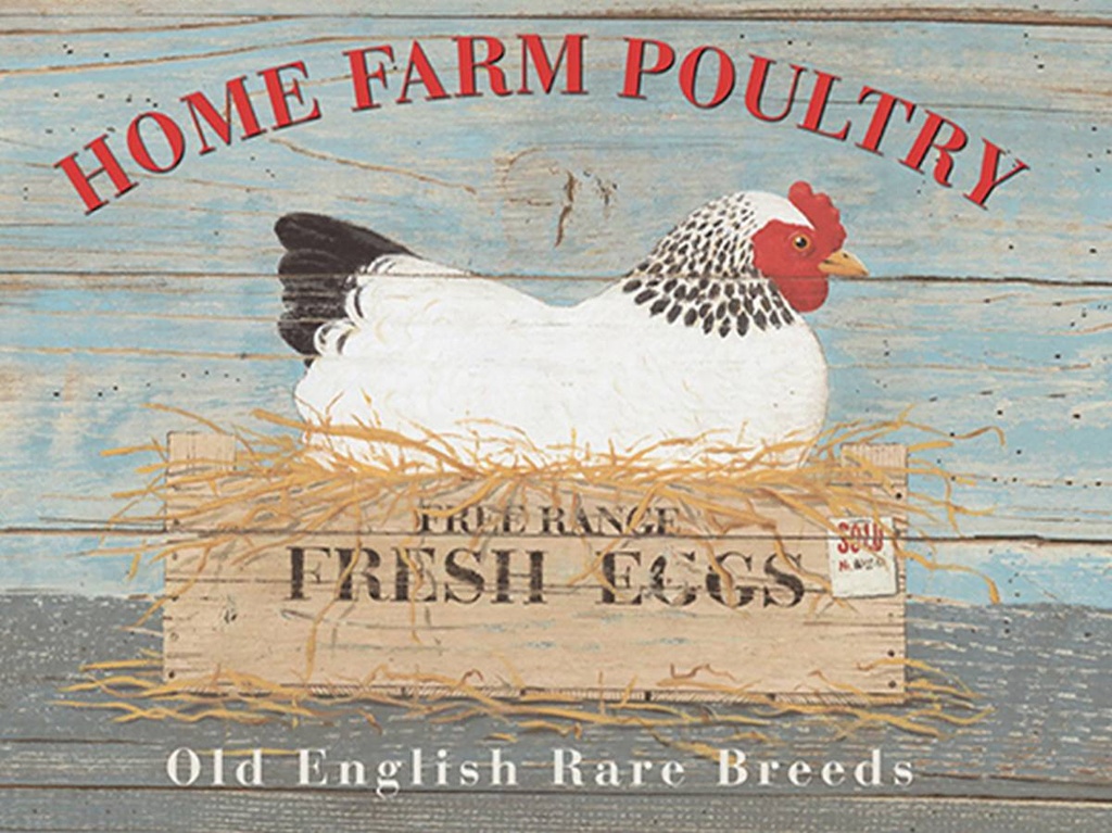 [LA-1792112-H] Holzschild 30x40 cm Home farm poultry fresh eggs