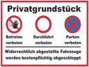 Holzschild 30x40 cm Parken Privatgrundstück betreten Verbot