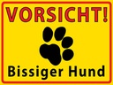 Holzschild 30x40 cm Tiere Vorsicht bissiger Hund