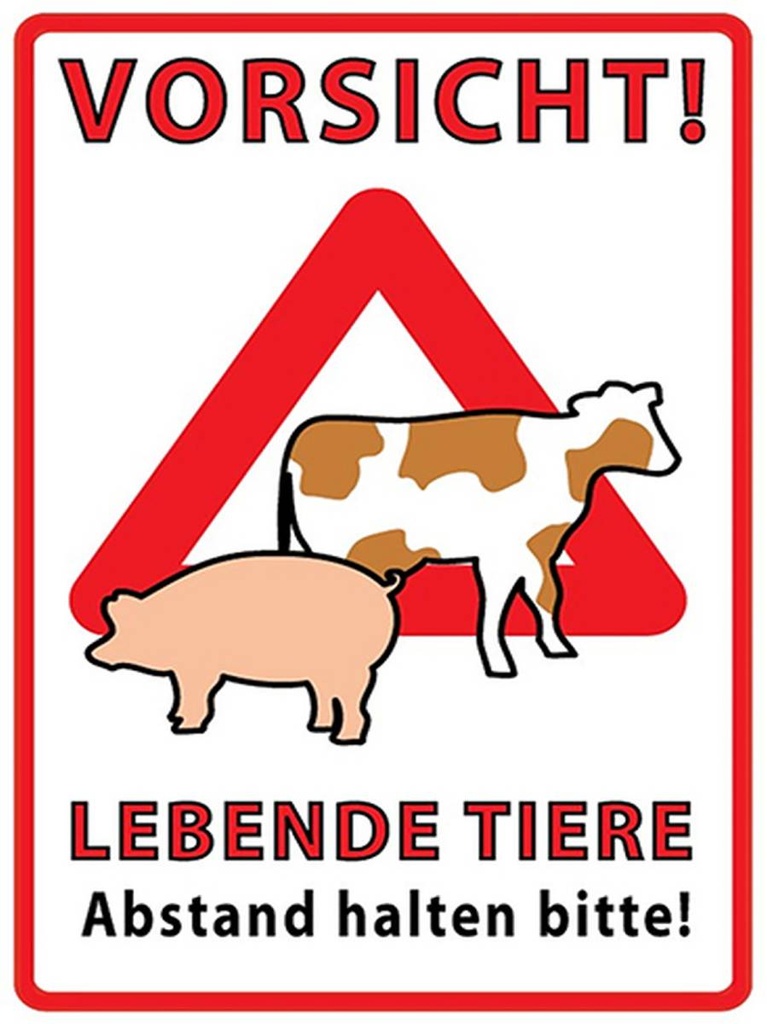 [LA-1792122-H] Holzschild 40x30 cm Vorsicht lebende Tiere Abstand