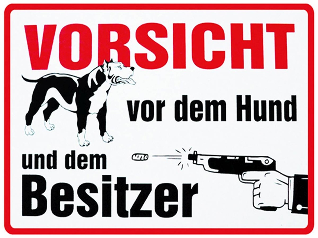 [LA-1792130-H] Holzschild 30x40 cm Tiere Vorsicht vor Hund und Besitzer
