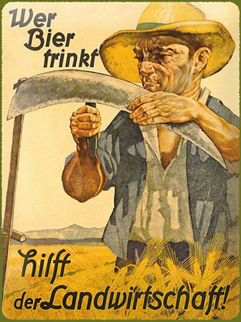 [LA-1792132-H] Holzschild 40x30 cm wer Bier trinkt Landwirtschaft