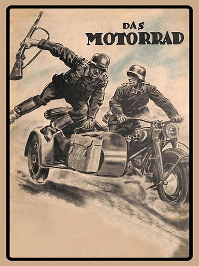 [LA-1792136-H] Holzschild 40x30 cm Retro das Motorrad Soldaten