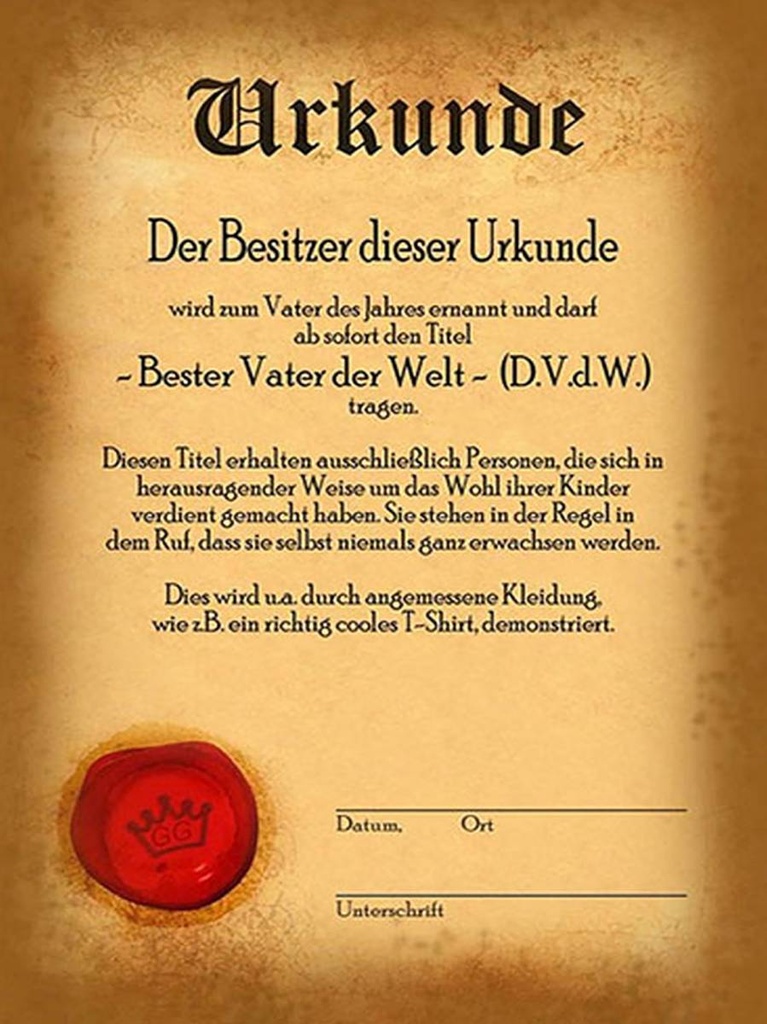 [LA-1792158-H] Holzschild 40x30 cm Vater Urkunde bester Vater der Welt