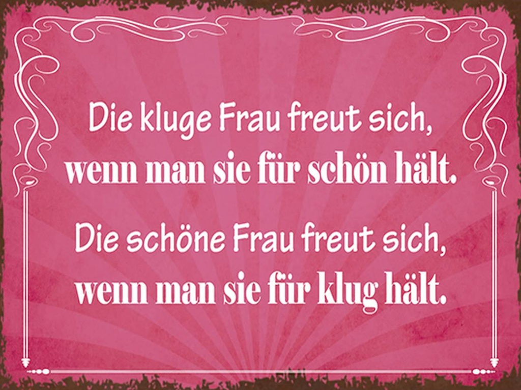 [LA-1792161-H] Holzschild 30x40 cm kluge Frau schöne Frau