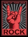 Holzschild 40x30 cm Rock tune up turn loud