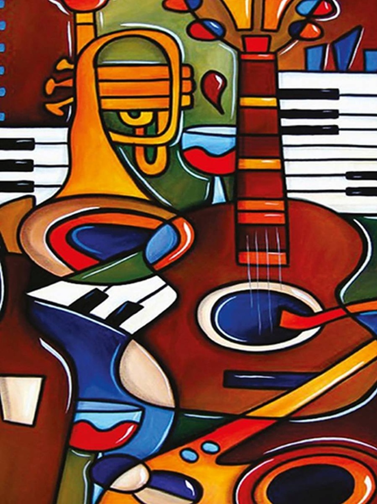 [LA-1792166-H] Holzschild 40x30 cm Musik Instrumente Gitarre Piano Bildmotiv