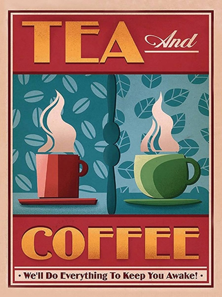 [LA-1792170-H] Holzschild 40x30 cm Trinken Tea and Coffee Tee und Kaffee