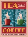 Holzschild 40x30 cm Trinken Tea and Coffee Tee und Kaffee