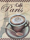 Holzschild 40x30 cm Paris Eiffelturm Kaffee Tasse Cafe