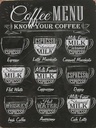 Holzschild 40x30 cm Kaffee Coffee Menu Espresso Latte Flat