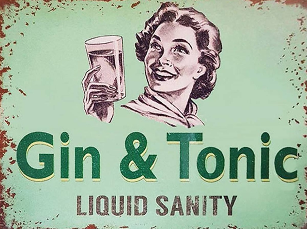 [LA-1792177-H] Holzschild 30x40 cm Alkohol Gin & Tonic liauid sanity