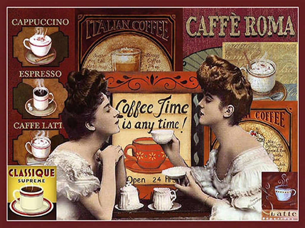 [LA-1792184-H] Holzschild 30x40 cm Kaffee Coffee Roma time is any time