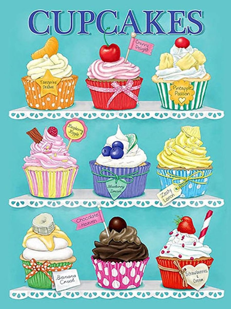 [LA-1792185-H] Holzschild 40x30 cm Cupcakes Cherry Chocolate banana cream