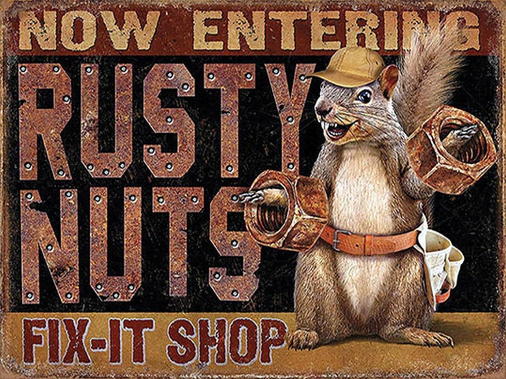 [LA-1792197-H] Holzschild 30x40 cm Fix-it Shop rusty nuts Garage