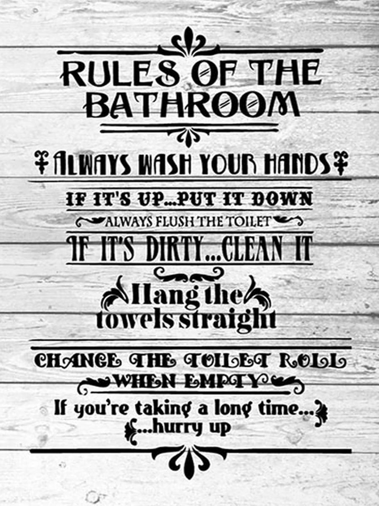 [LA-1792200-H] Holzschild 40x30 cm rules of the bathroom wash hands