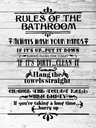Holzschild 40x30 cm rules of the bathroom wash hands