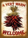 Holzschild 40x30 cm Essen a very warm welcome Chili