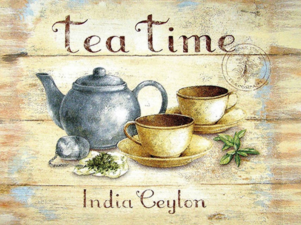 [LA-1792204-H] Holzschild 30x40 cm Tee Tea Time India Ceylon Teekanne