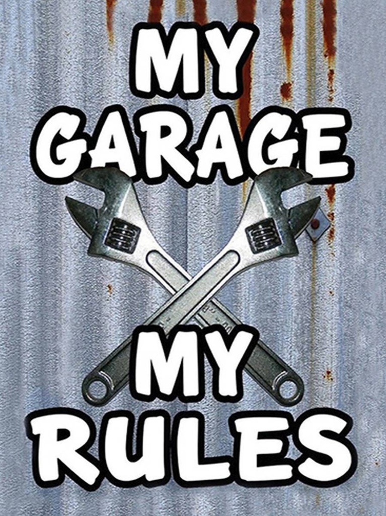 [LA-1792206-H] Holzschild 40x30 cm Vintage my Garage my rules