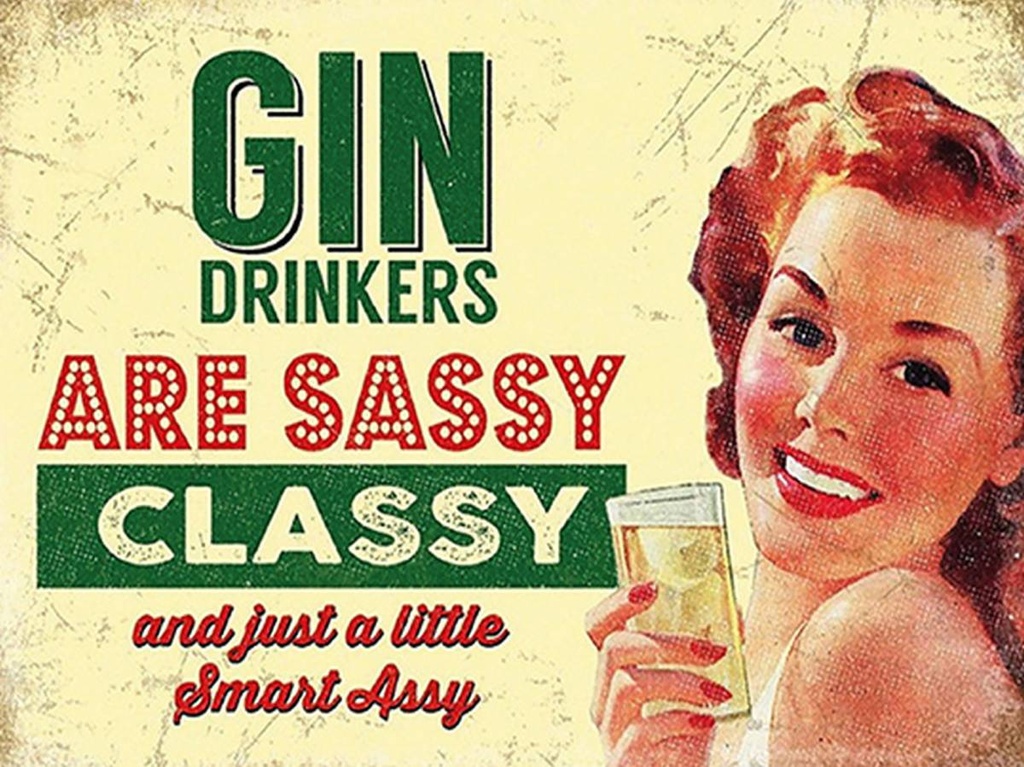 [LA-1792210-H] Holzschild 30x40 cm Retro Gin drinkers are sassy classy