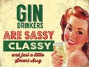 Holzschild 30x40 cm Retro Gin drinkers are sassy classy