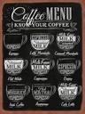 Holzschild 40x30 cm Kaffee Coffee Menu flat white Doppio