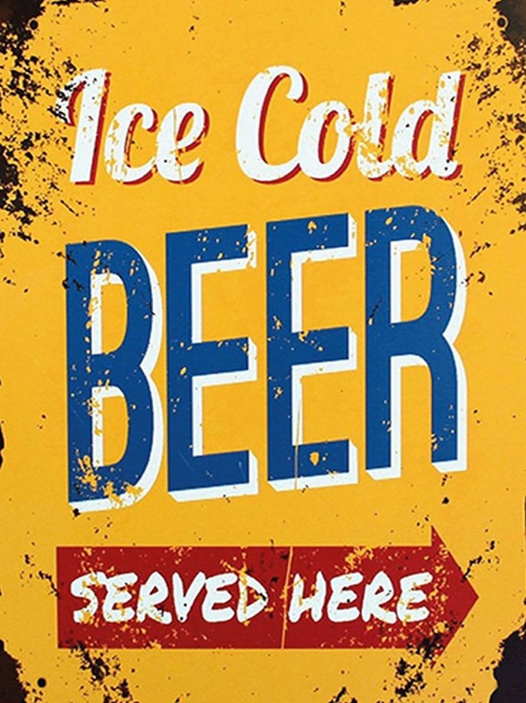 [LA-1792212-H] Holzschild 40x30 cm Retro Ice Cold Beer served here Bier
