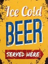 Holzschild 40x30 cm Retro Ice Cold Beer served here Bier