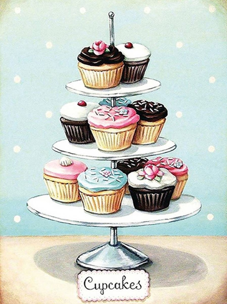[LA-1792217-H] Holzschild 40x30 cm Süßigkeiten Cupcakes kleine Kuchen