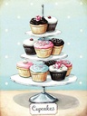 Holzschild 40x30 cm Süßigkeiten Cupcakes kleine Kuchen