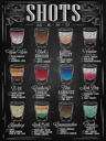 Holzschild 40x30 cm Alkohol Shots Menu Woo Black russian