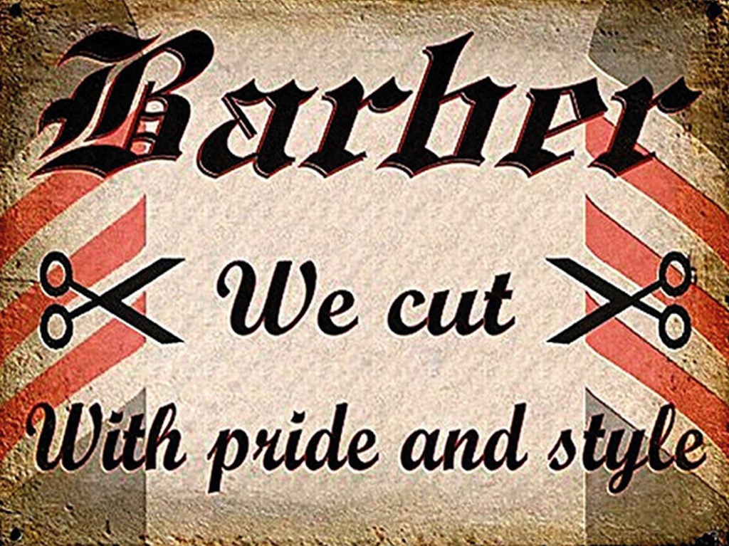 [LA-1792219-H] Holzschild 30x40 cm Friseur Barber we cut with pride style