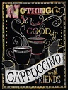 Holzschild 40x30 cm Cappuccino with friends
