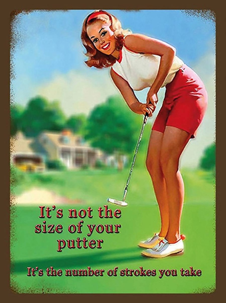 [LA-1792226-H] Holzschild 40x30 cm Pinup Golf it´s not size of your putter