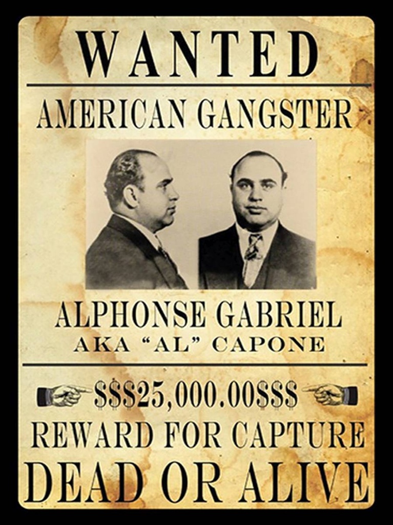 [LA-1792233-H] Holzschild 40x30 cm wanted Alphonse Gabriel american