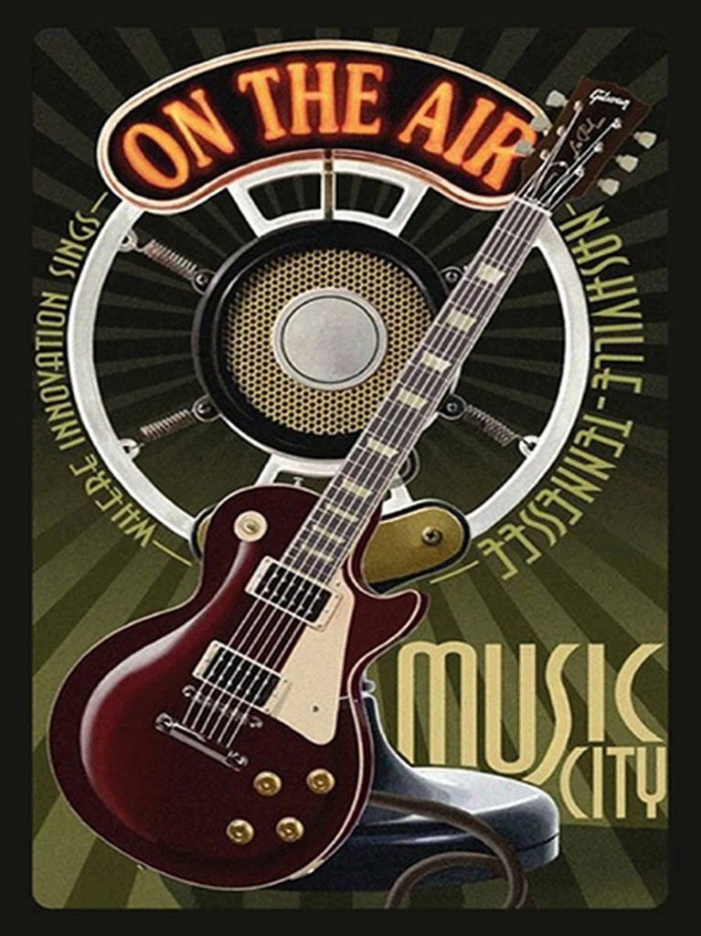 [LA-1792235-H] Holzschild 40x30 cm Music city on the Air Gitarre