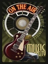 Holzschild 40x30 cm Music city on the Air Gitarre