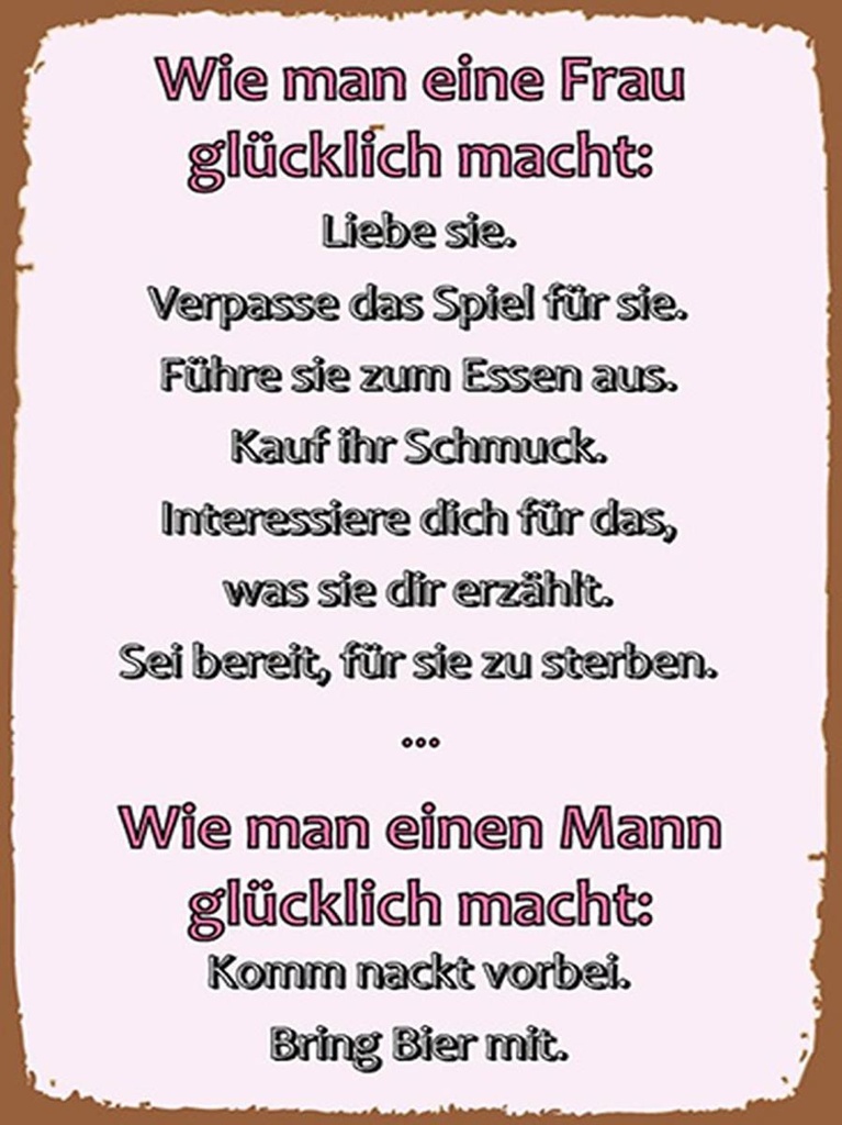 [LA-1792242-H] Holzschild 40x30 cm Wie man Frau glücklich macht