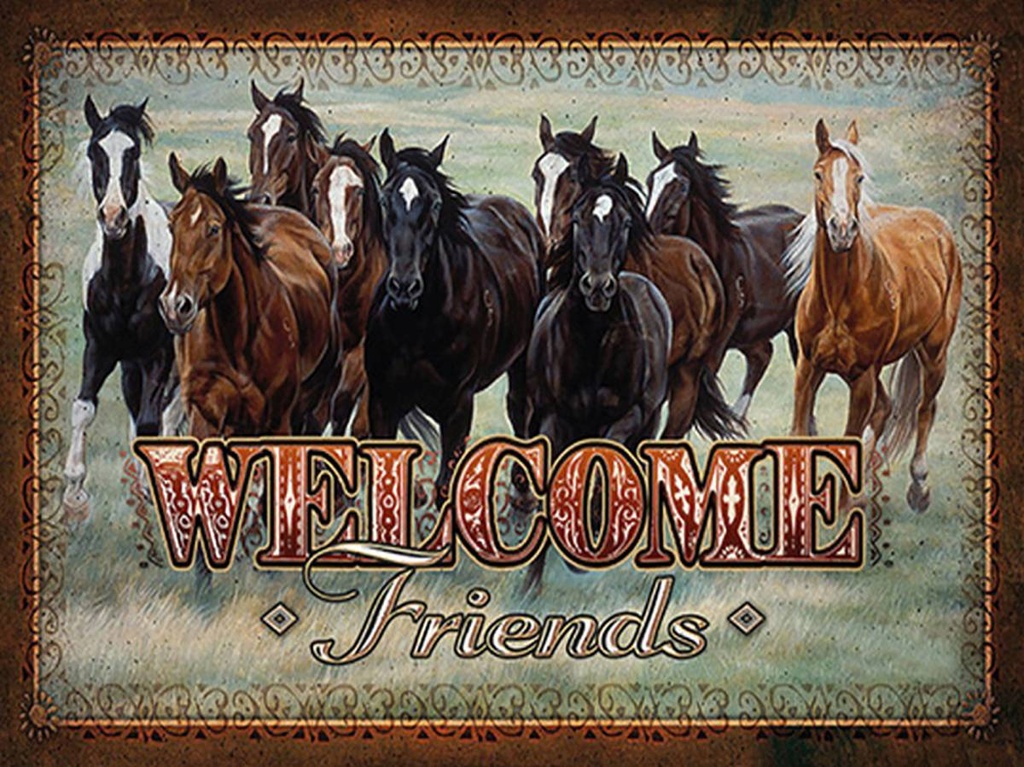 [LA-1792244-H] Holzschild 30x40 cm Pferde welcome friends