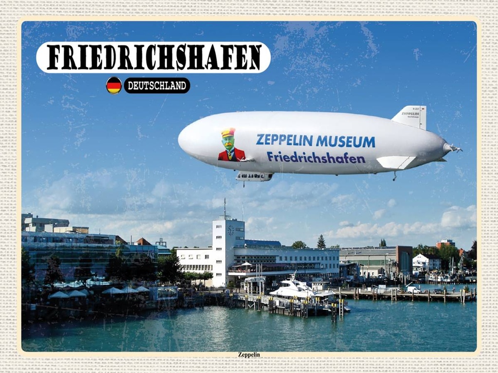 [LA-1792279-H] Holzschild 30x40 cm Friedrichshafen Zeppelin