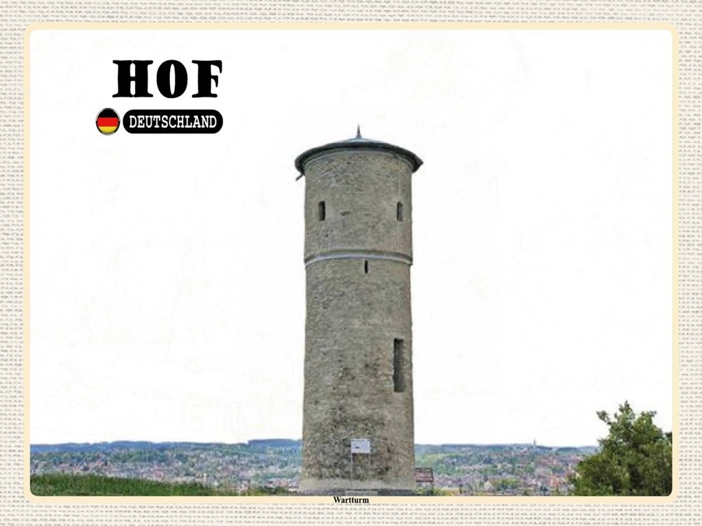 Holzschild 30x40 cm Hof Wartturm Sehenswürdigkeit Bildmotiv Reisemotiv Abenteuer Reisen
