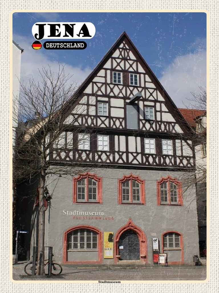 Holzschild 40x30 cm Jena Stadtmuseum Kunstsammlung Bildmotiv Reisemotiv Abenteuer Reisen