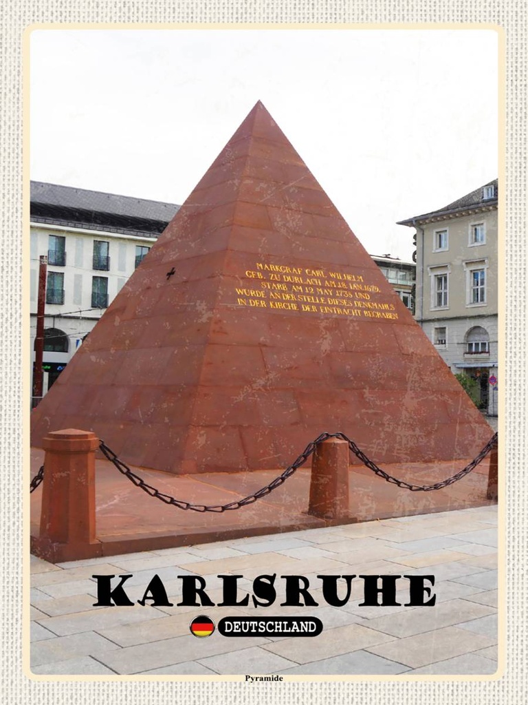Holzschild 40x30 cm Karlsruhe Pyramide Bildmotiv Reisemotiv Abenteuer Reisen