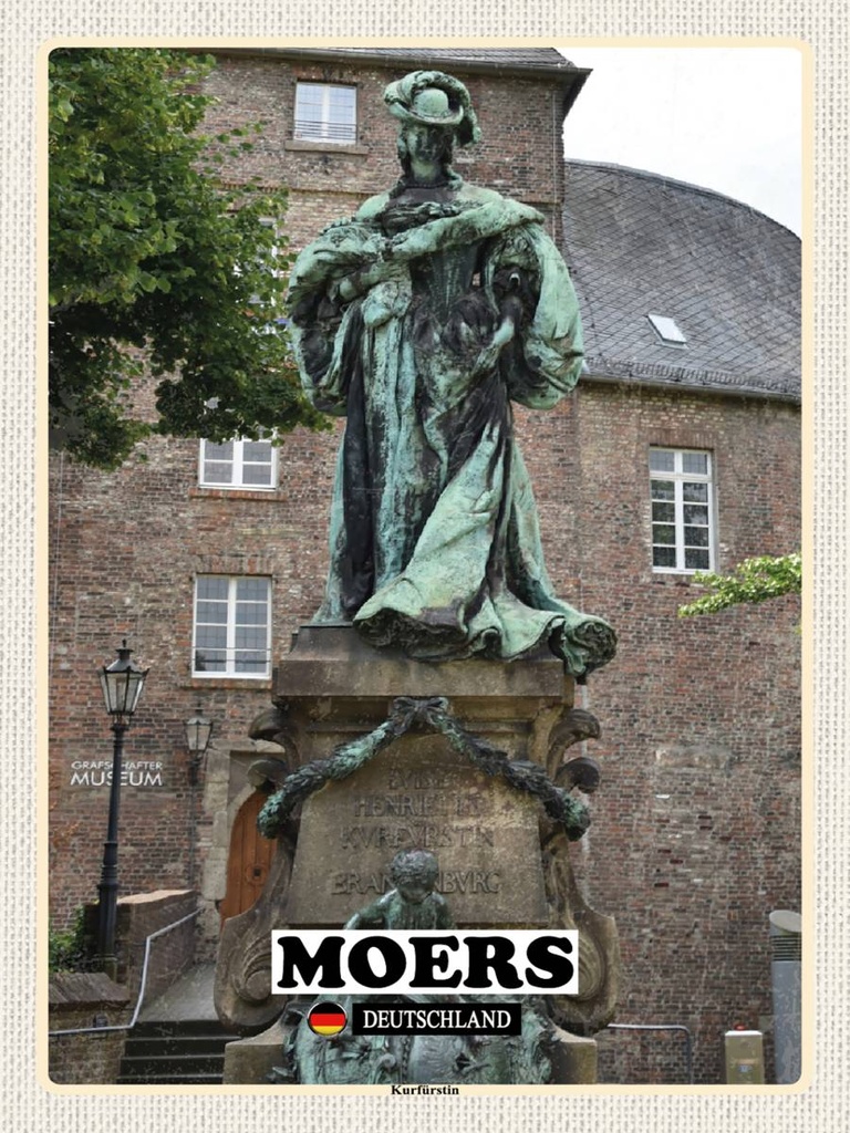 Holzschild 40x30 cm Moers Kurfürstin Skulptur Bildmotiv Reisemotiv Abenteuer Reisen